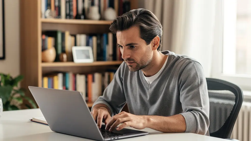 Personne comparant des informations de prêt immobilier sur ordinateur